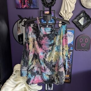 Torrid Multicolor Tie-Dye Cold Shoulder Sweatshirt